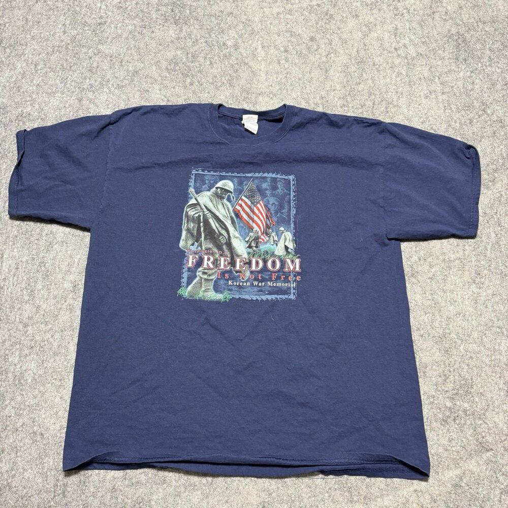 Vintage 00S Gildan Mens Ultra Cotton T-Shirt Size 2XL Korean War Memorial DC